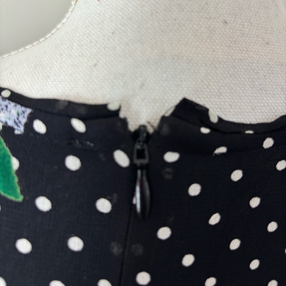 Ganni Rometty Georgette Polka Dot Floral Midi Dress Long Sleeve Black Size U.S 6 - Picture 13 of 16
